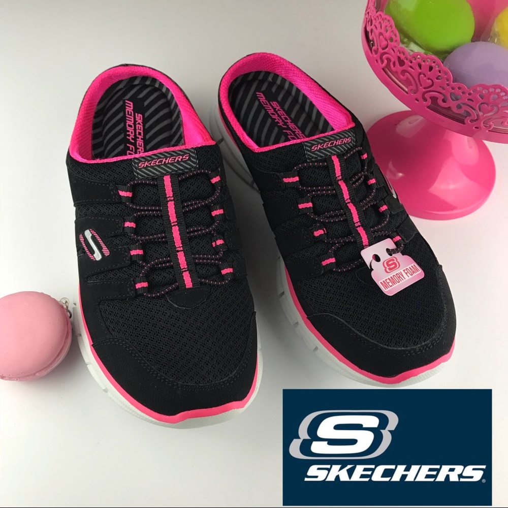 NWT Skechers black memory foam slip on shoes